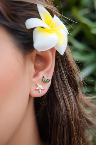 Sprout Studs in Emerald
