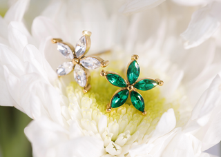 Lily Studs in Emerald